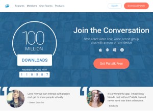 How paltalkconnect.com looks like on a tablet such as an iPad.