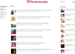 How pandagossips.com looks like on a tablet such as an iPad.