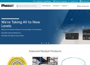 How panduit.com looks like on a tablet such as an iPad.
