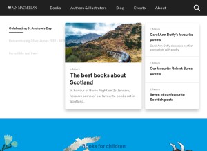 How panmacmillan.com looks like on a tablet such as an iPad.