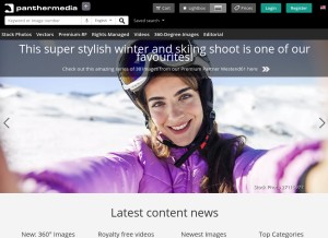 How panthermedia.net looks like on a tablet such as an iPad.