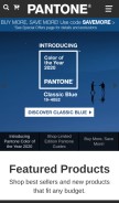 How pantone.com looks like on a mobile device such as an iPhone.