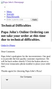 How papajohns.com looks like on a mobile device such as an iPhone.