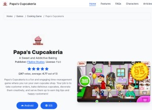 How papascupcakeria.com looks like on a tablet such as an iPad.