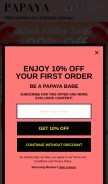 How papayaclothing.com looks like on a mobile device such as an iPhone.
