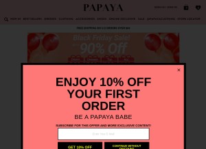 How papayaclothing.com looks like on a tablet such as an iPad.