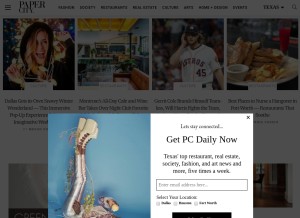 How papercitymag.com looks like on a tablet such as an iPad.