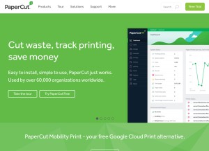 How papercut.com looks like on a tablet such as an iPad.