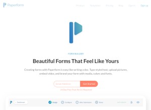 How paperform.co looks like on a tablet such as an iPad.