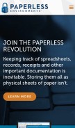 How paperlessenvironments.com looks like on a mobile device such as an iPhone.