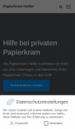 How papierkram-helfer.de looks like on a mobile device such as an iPhone.