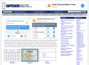 How paraimprimirgratis.com looks like on a tablet such as an iPad.