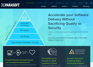 How parasoft.com looks like on a tablet such as an iPad.
