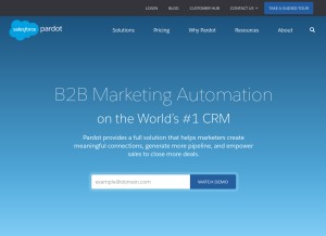 How pardot.com looks like on a tablet such as an iPad.