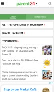 How parent24.com looks like on a mobile device such as an iPhone.