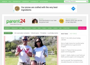 How parent24.com looks like on a tablet such as an iPad.