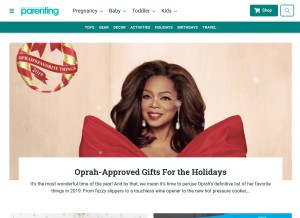 How parenting.com looks like on a tablet such as an iPad.