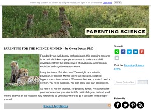 How parentingscience.com looks like on a tablet such as an iPad.