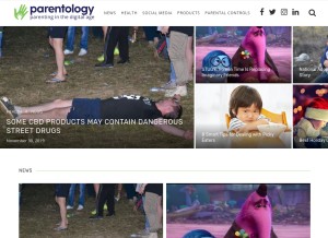How parentology.com looks like on a tablet such as an iPad.