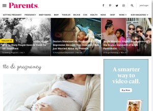 How parents.com looks like on a tablet such as an iPad.
