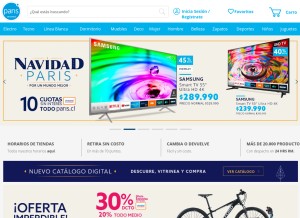 How paris.cl looks like on a tablet such as an iPad.