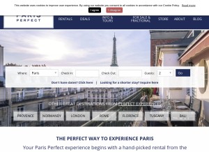 How parisperfect.com looks like on a tablet such as an iPad.
