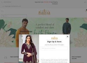 How parivarceremony.com looks like on a tablet such as an iPad.