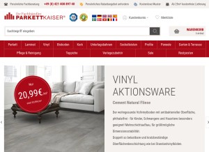 How parkettkaiser.de looks like on a tablet such as an iPad.