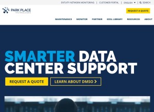 How parkplacetechnologies.com looks like on a tablet such as an iPad.