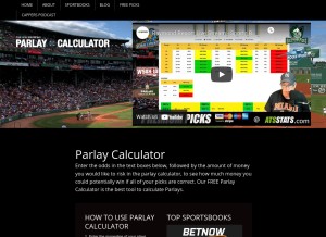 How parlaycalculator.com looks like on a tablet such as an iPad.