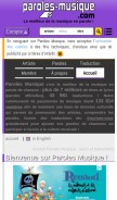 How paroles-musique.com looks like on a mobile device such as an iPhone.