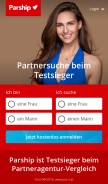How parship.at looks like on a mobile device such as an iPhone.