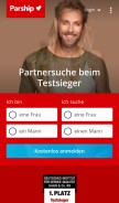 How parship.de looks like on a mobile device such as an iPhone.