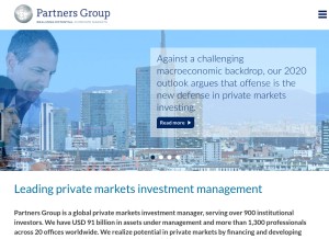 How partnersgroup.com looks like on a tablet such as an iPad.