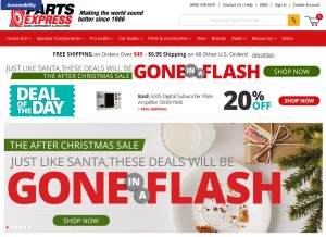 How parts-express.com looks like on a tablet such as an iPad.