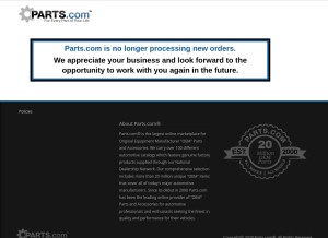 How parts.com looks like on a tablet such as an iPad.
