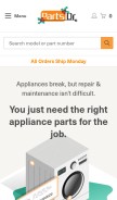 How partsdr.com looks like on a mobile device such as an iPhone.