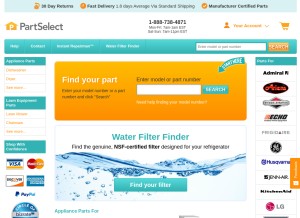 How partselect.com looks like on a tablet such as an iPad.