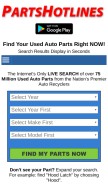 How partshotlines.com looks like on a mobile device such as an iPhone.