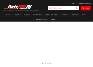 How partspro.ph looks like on a tablet such as an iPad.