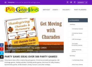 How partygameideas.com looks like on a tablet such as an iPad.