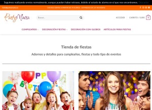 How partymania.es looks like on a tablet such as an iPad.