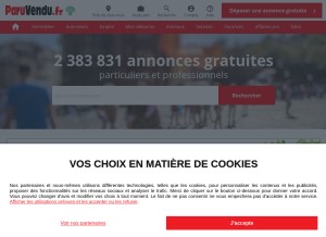 How paruvendu.fr looks like on a tablet such as an iPad.