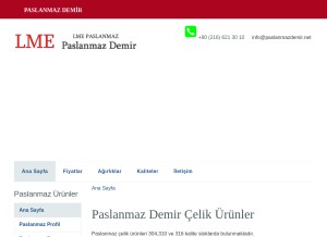 How paslanmazdemir.net looks like on a tablet such as an iPad.