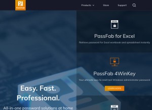 How passfab.com looks like on a tablet such as an iPad.
