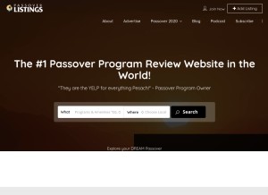 How passoverlistings.com looks like on a tablet such as an iPad.