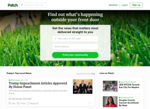 How patch.com looks like on a tablet such as an iPad.