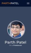 How patelparth.in looks like on a mobile device such as an iPhone.