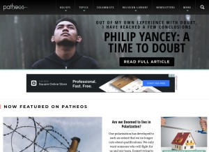 How patheos.com looks like on a tablet such as an iPad.