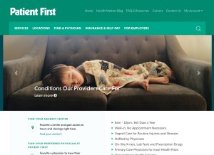 How patientfirst.com looks like on a tablet such as an iPad.